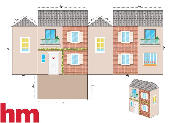 a paper model of a house with windows