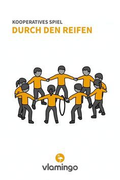 an orange and black poster with people holding hands