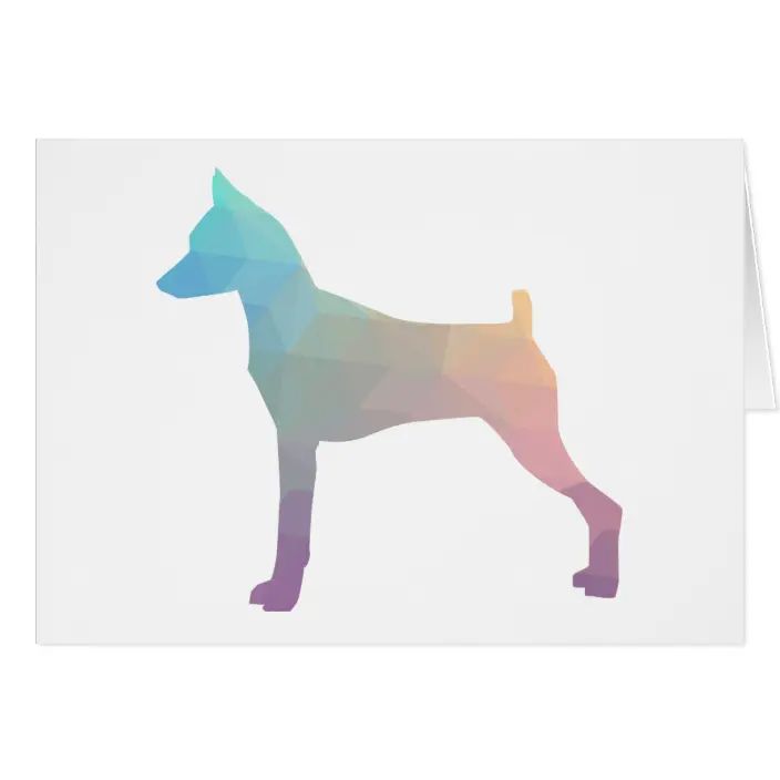 a card with a colorful dog silhouette on it's front and back side, against a white background