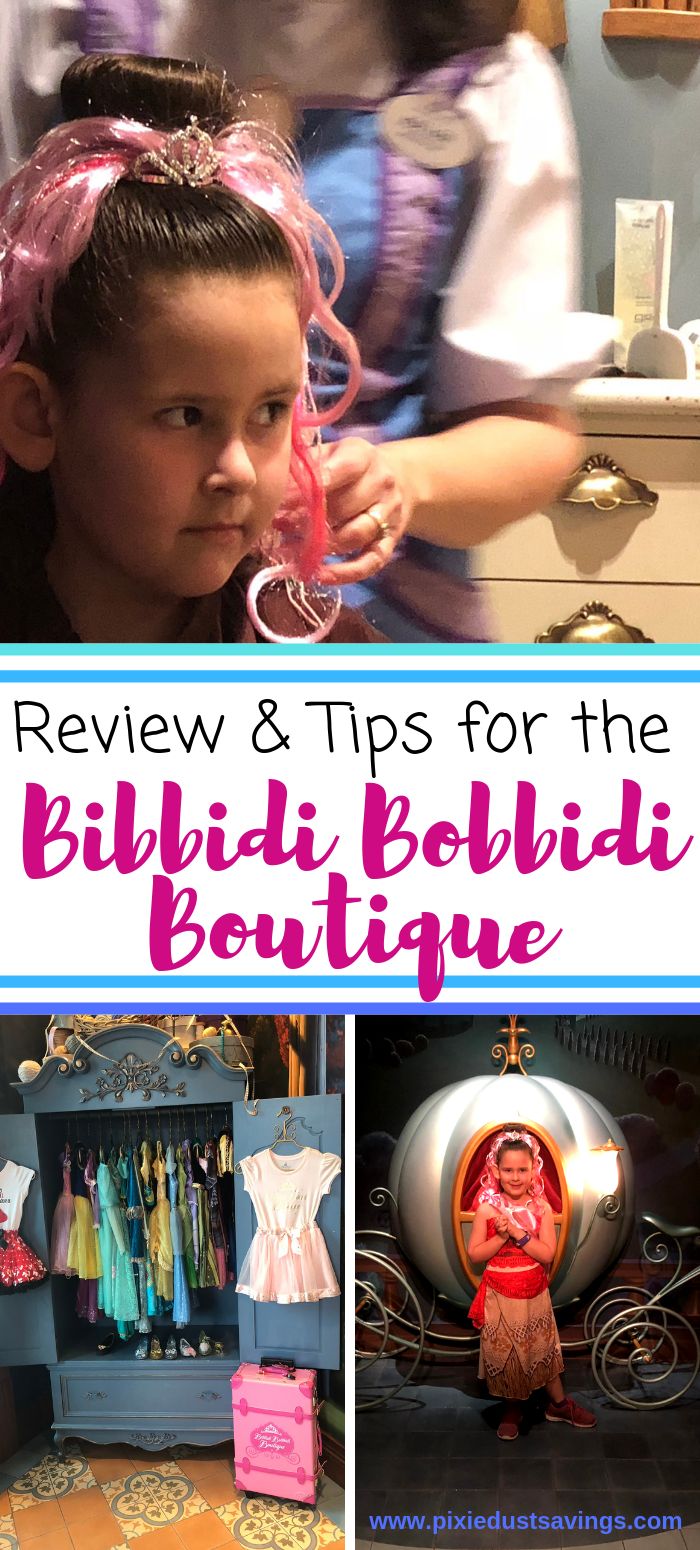 a girl is getting her hair done in front of a mirror with the words, review & tips for the bibiki bodii bolli boutique