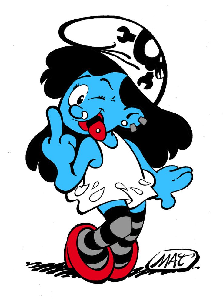 an image of a cartoon character with black hair and blue skin, wearing red shoes