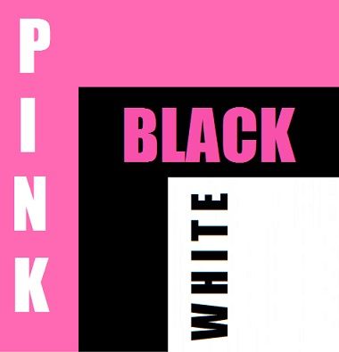 a pink and black poster with the words'pink n white'in bold font