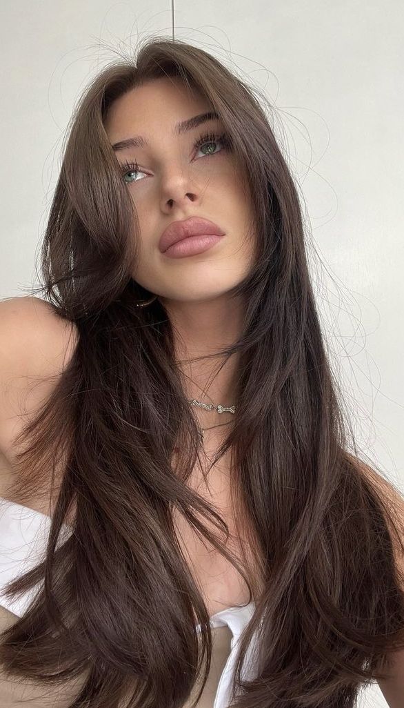 Types Of Brunette Hair Color, Brown Hair Women, Brunette Female, Brown Hair Looks, Brown Hair Inspo, Brunette Woman, Long Brown Hair, Haircuts Straight Hair, Hair Inspo Color