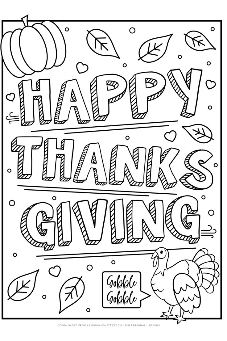 a thanksgiving coloring page with the words happy thanks giving and an image of a turkey