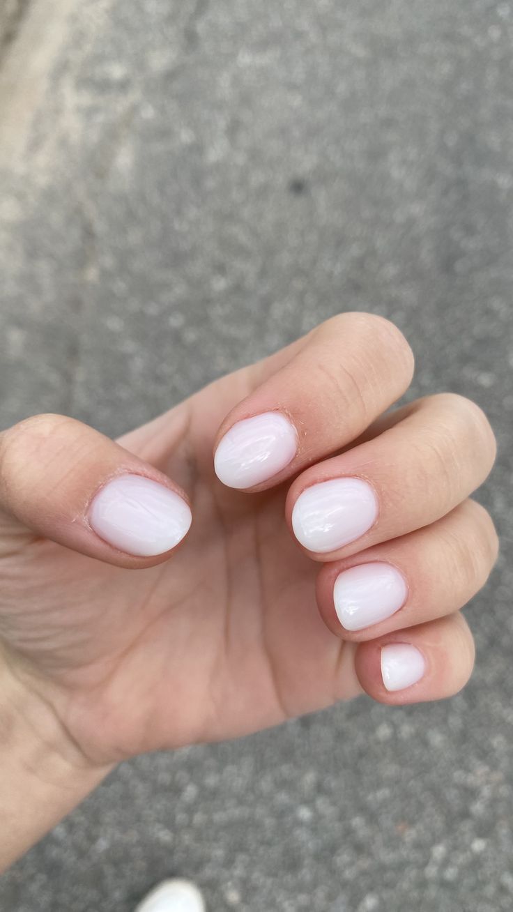 Dip Milky Nails, Short Almond Nails Funny Bunny, Really Short Round Nails, Natural Nails Funny Bunny, Cool Short Almond Nails, Funny Bunny Short Nails, Round Funny Bunny Nails, Clear Round Nails, Fluffy Bunny Nails