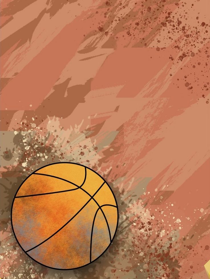 a basketball is on the ground with paint splatters around it and an orange background