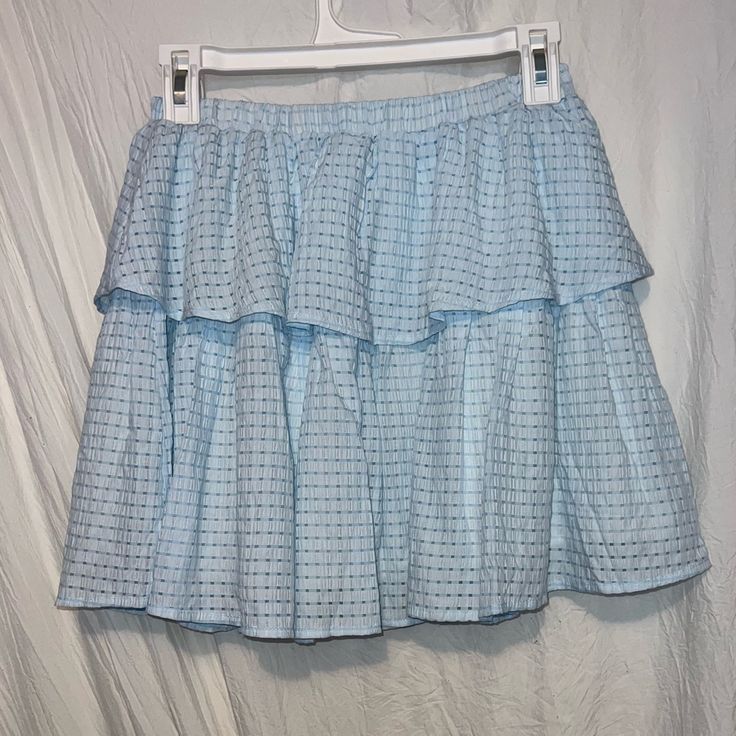 Nwt Light Blue Flowy Mini Skirt Size Small 13” Waist 16.5” Length Light Blue Cotton Skirt With Ruffles, Light Blue Ruffled Mini Skirt, Light Blue Lined Casual Skirt, Light Blue Short Casual Skirt, Casual Light Blue Ruffled Mini Skirt, Light Blue Cotton Tiered Mini Skirt, Light Blue Flowy Mini Skirt, Light Blue Flared Casual Skirt, Light Blue Casual Flared Skirt