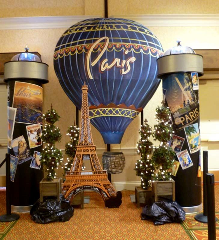 the eiffel tower is surrounded by decorations