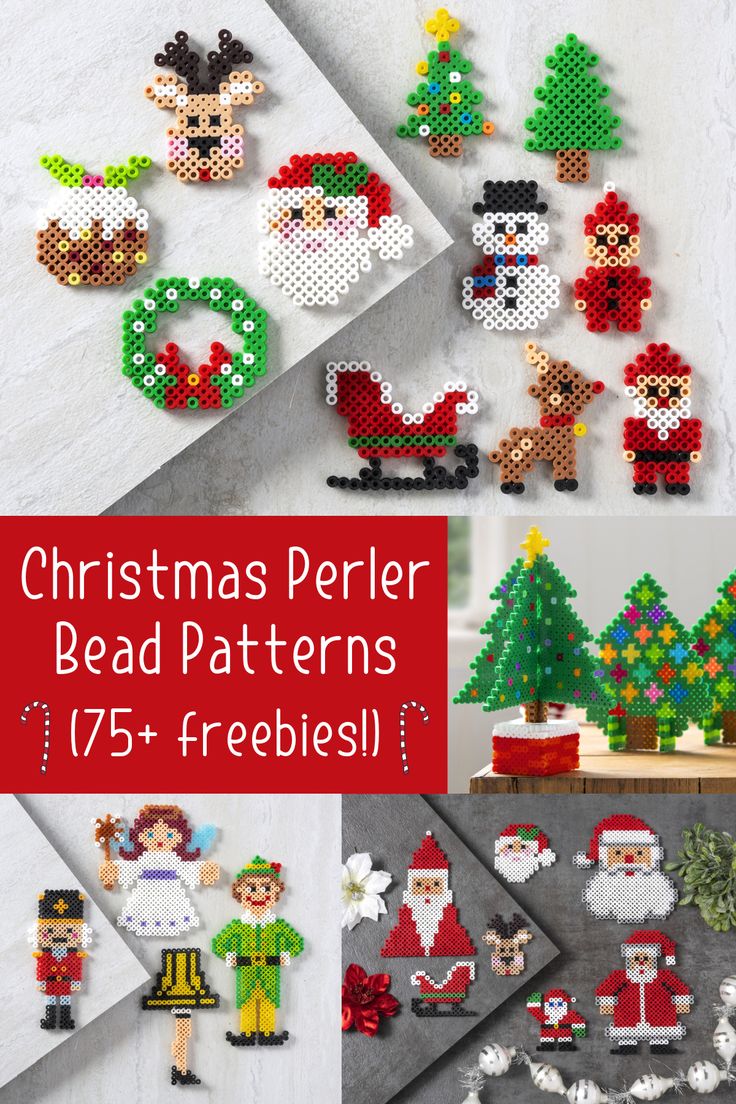 christmas perler bead patterns with text overlay