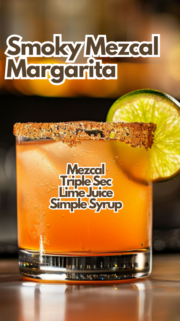 Smoky Mezcal Margarita Mezcal Margarita Recipe, Smokey Margarita Recipe, Smokey Margarita, Camping Cocktails, Margarita Flavors, Manly Drink, Manly Cocktails, Spicy Cocktails, Cocktail Cards