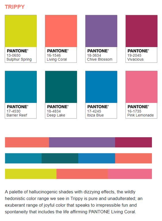 the pantone color chart for different colors