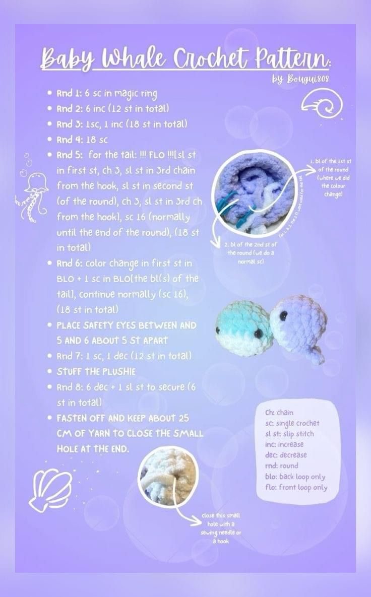 the instructions for how to crochet baby fish