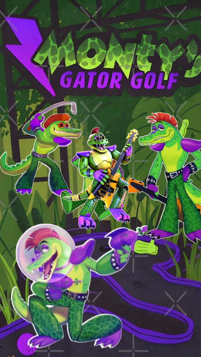 an advertisement for the gator golf tournament featuring three cartoon characters playing guitar and dancing