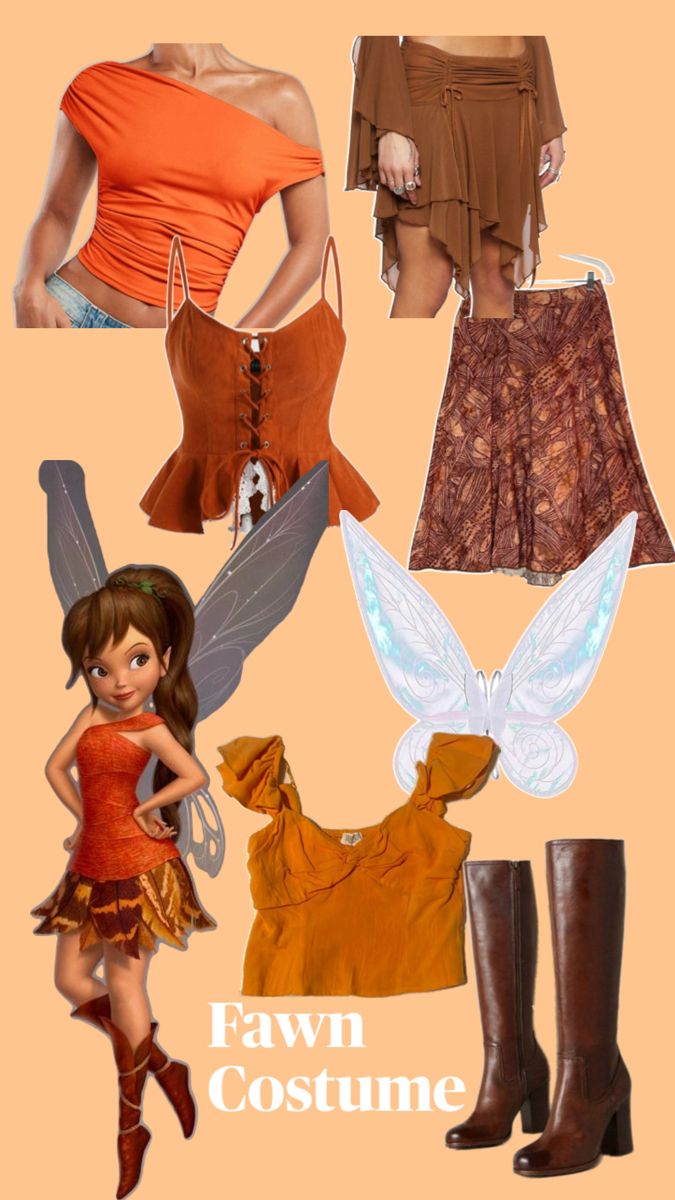 several different types of clothes and shoes for girls with wings on the front, one in brown