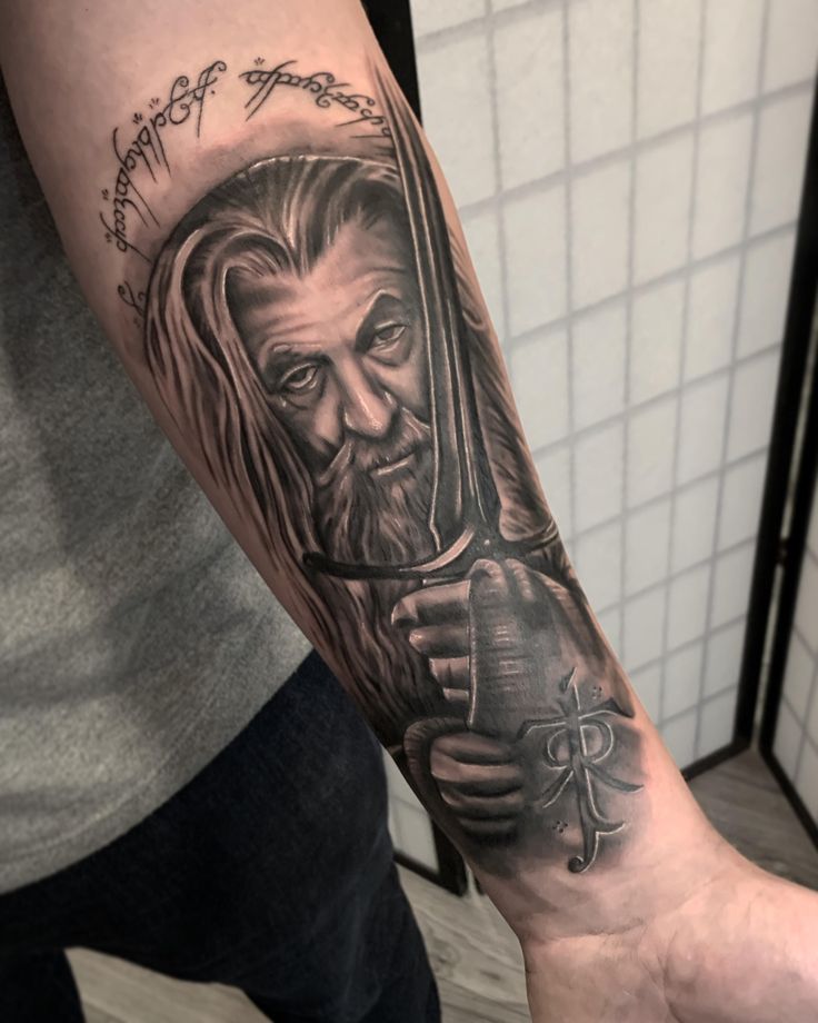 Gandalf Tattoo, Elvish Tattoo, Hobbit Tattoo, Lotr Tattoo, Rings Tattoo, Lord Of The Rings Tattoo, Los Angeles Tattoo, Amsterdam Tattoo, Fan Tattoo