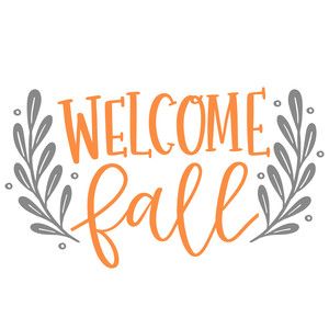 an orange and gray welcome fall sign