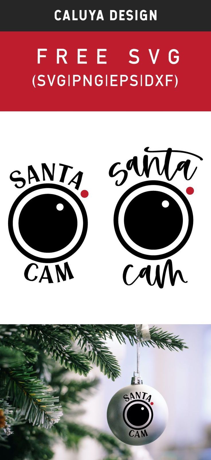 christmas ornament with two eyes and the words santa can be seen on it