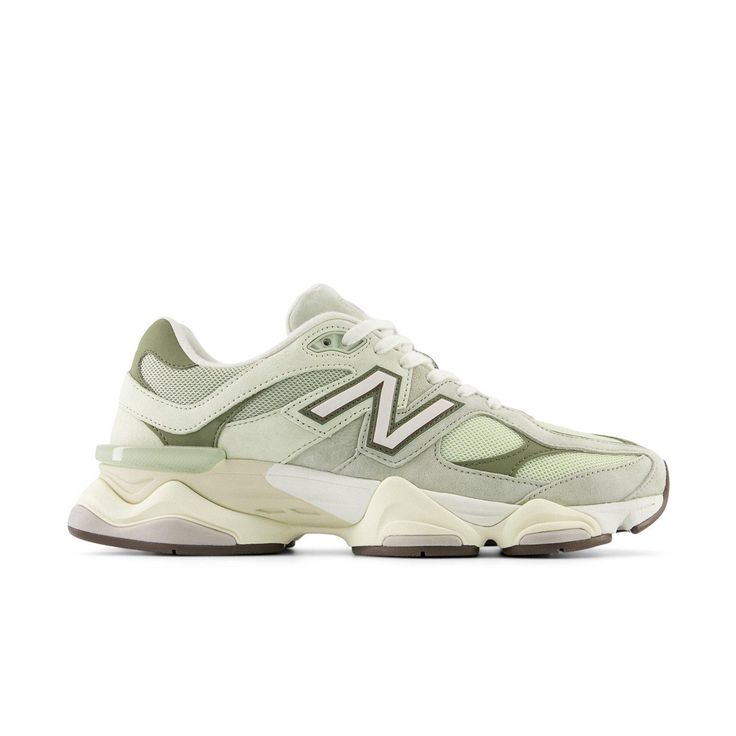 New Balance 9060 "Green/Tan" Unisex Shoe - Hibbett | City Gear Jordan Dunk Low, Sneaker New Balance, All Jordans, Tan Sneakers, New Balance 9060, Tech Aesthetic, Timberland Premium, Led Design, Ugg Classic Mini