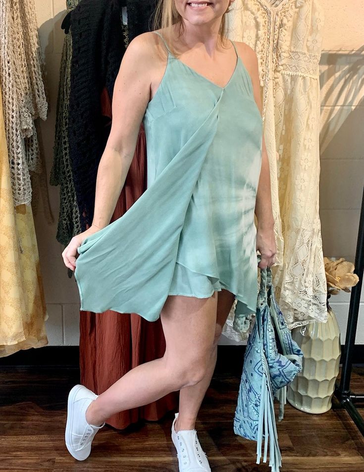 This dress is soft, light, and perfect for beach to the boardwalk, strolling through town, or any casual activities. Doubles as a cover-up too. Features a flowy layer, and tie-back straps for the perfect fit. True to size. Short Tie, Dye Dress, Dress Dusty, Tie Dye Dress, Dyed Dress, Soft Light, Back Strap, Tie Backs, Slip Dress