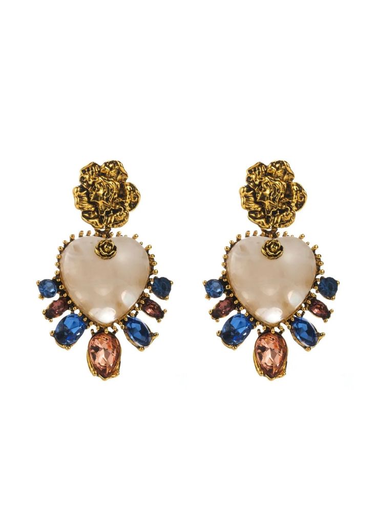 Show off your unique style with our beautiful statement earrings! Crafted with 925 gold plating and resin glass, these earrings will add a touch of elegance to any outfit. Measuring at 5.3 x 3.3 cm, they are the perfect size for making a statement without being too over-the-top. Elevate your look today! Handmade Glamorous Jewelry Gift, Elegant Enamel Drop Clip-on Earrings, Elegant Enamel Dangle Jewelry, Trendy Gold Enamel Earrings, Trendy Enamel Drop Earrings, Elegant Enamel Pierced Earrings, Elegant Teardrop Enamel Jewelry, Handmade Enamel Earrings For Party, Luxury Jeweled Earrings For Gift