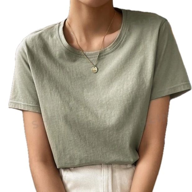 Shein, Size Xl Basic Sage Green Light Green Round Scoop Neck Short Sleeve Tee Shirt. 100% Cotton, Has A Little Bit Of Stretch. Nwt, Never Worn! Super Cute Basic T Shirt! Korean Casual Outfits, Shein Outfits, Round Neck Tees, Plain Shirts, Tshirt Outfits, Shein Tops, Basic Tee, Casual Style Outfits, Fashion Online Shop