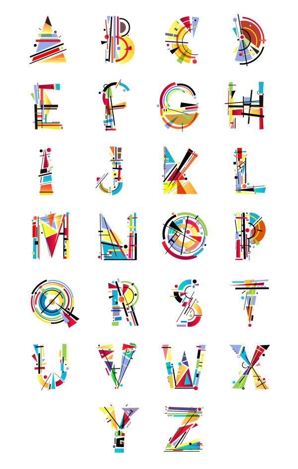 the alphabet is made up of many different shapes and sizes, including letters that appear to be