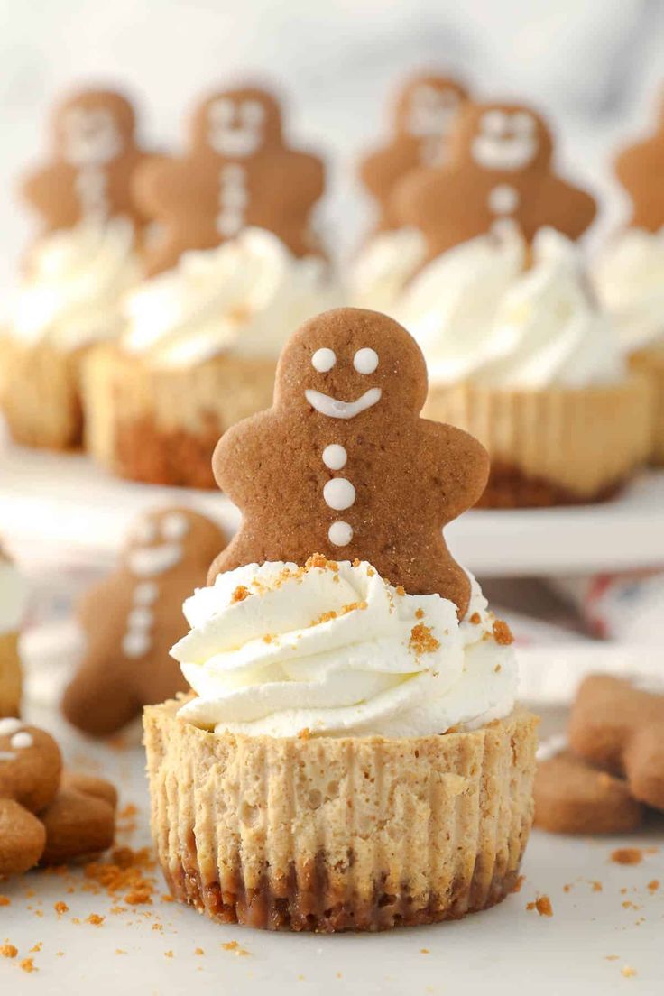 gingerbread cupcakes with frosting and sprinkles