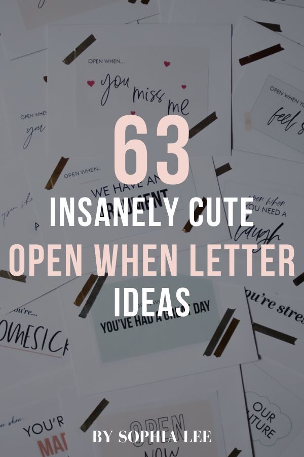 the text reads 63 insanely cute open whine letter ideas