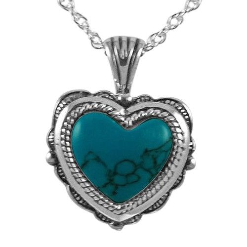 Etched Turquoise Heart Keepsake Pendant Southwestern Turquoise Jewelry For Anniversary, Spiritual Nickel-free Turquoise Necklace Gift, Nickel-free Spiritual Turquoise Necklace For Gift, Artisan Turquoise Jewelry With Polished Finish, Sterling Silver Turquoise Gemstone Necklace Gift, Spiritual Blue Jewelry With Heart Charm, Southwestern Engraved Jewelry For Anniversary, Artisan Turquoise Jewelry Gift, Southwestern Style Jewelry With Polished Finish For Anniversary