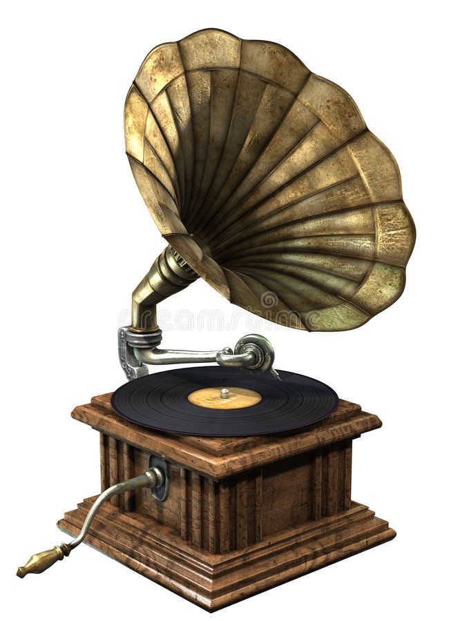 an old fashioned record player on a wooden stand