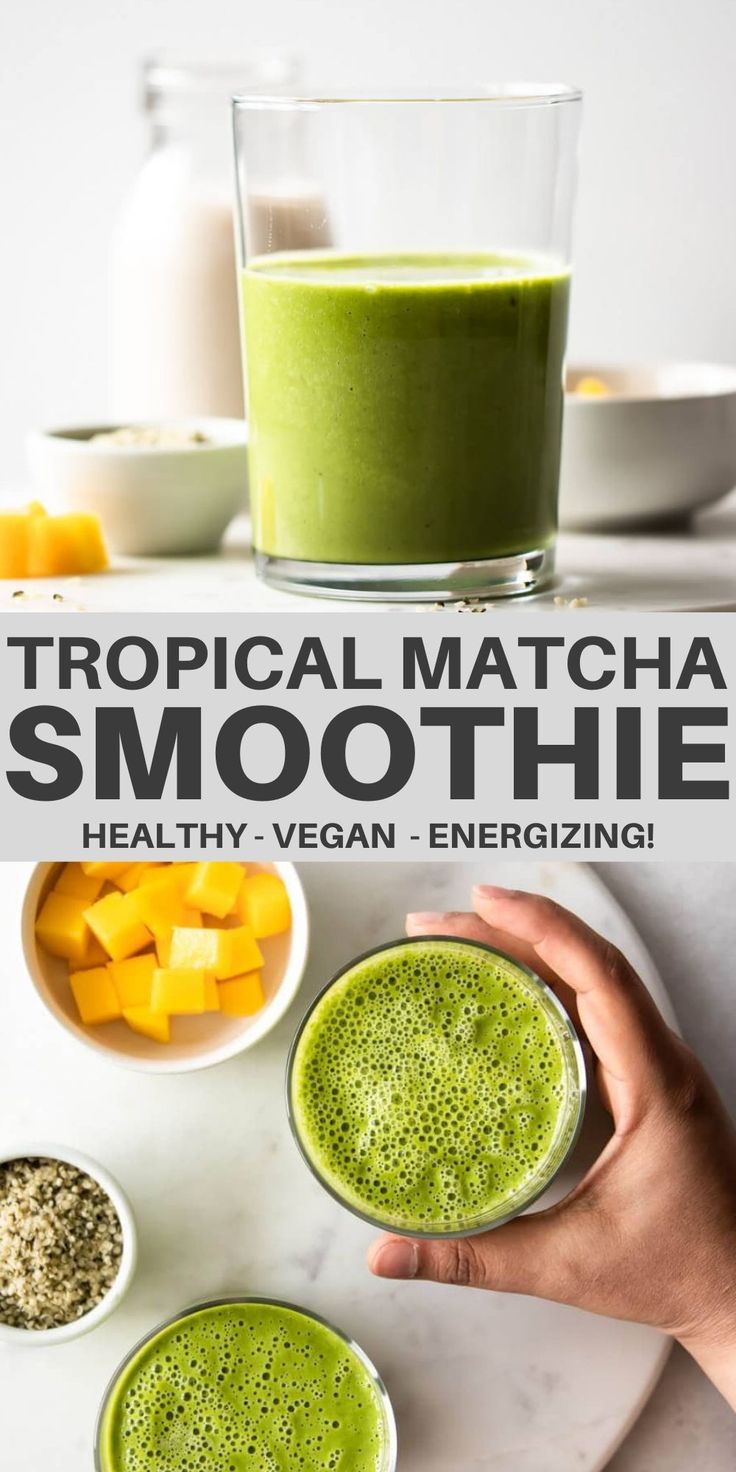 the cover of tropical matcha smoothie healthy, vegan - energizing