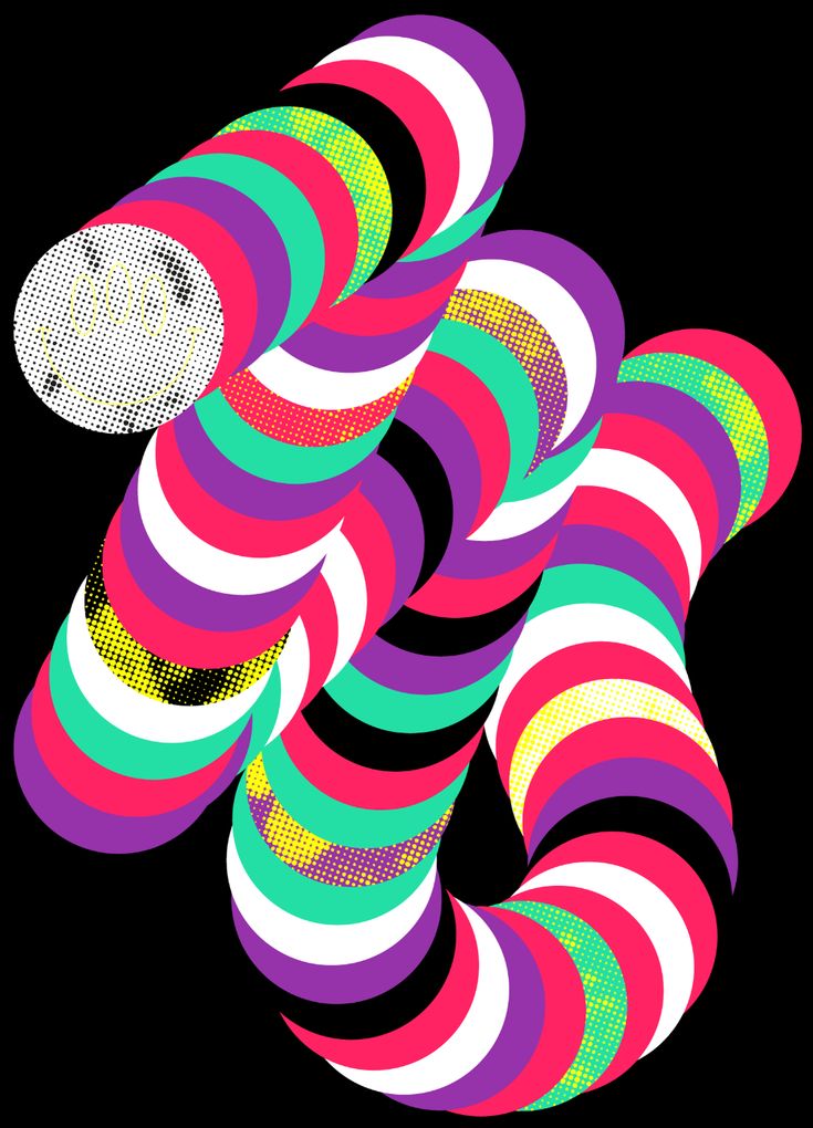 an abstract image of colorful spirals on a black background