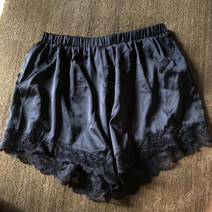 Lace Trim, Stretchy Waist, Never Worn, Great Condition, Light Weight Black Bottoms For Pajama Party In Summer, Black Bottoms For Summer Pajama Party, Summer Sleepwear By Forever 21, Black Shorts For Pajama Party, Summer Sleepwear From Forever 21, Forever 21 Summer Sleepwear, Black Sleep Bottoms Short Length, Black Short Sleep Bottoms, Black Bottoms For Sleepover