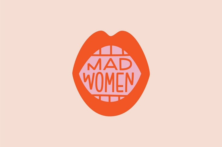 an orange lip with the word mad women on it's side and a pink background