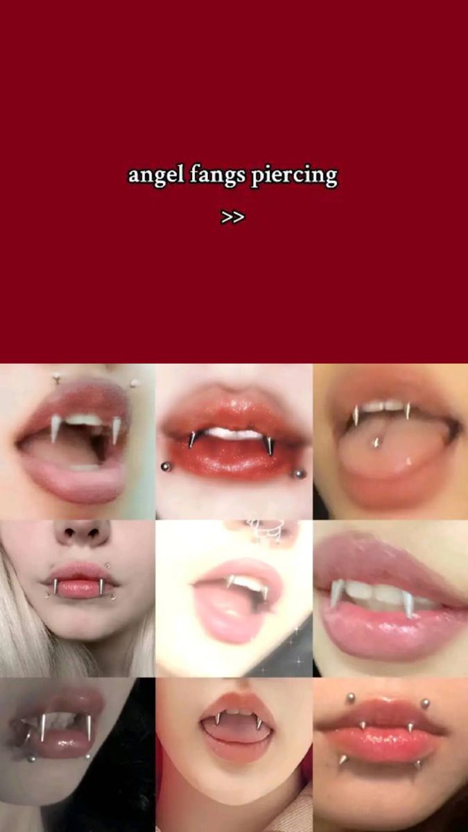 an image of different types of lips with piercings on each lip and the words, angel