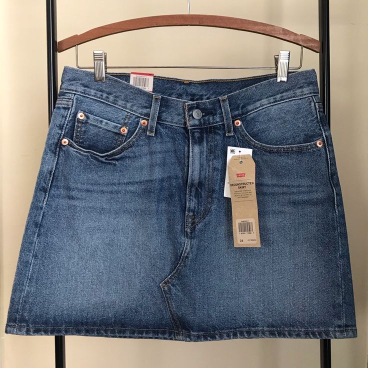 Size: 28 Brand: Levi's Condition: New W/ Tags Style: Deconstructed Skirt; Zipper And Button Front Closure; A-Line W/ Belt Loops; 100% Cotton; Please Reach Out W/ Any Questions! Y2k 2000 2000s 2k Style Jean Denim Mini Short Skirt Deconstructed Denim, Jeans 2000s, Skirt Zipper, Mini Short, Denim Mini, Short Skirt, Shirt Skirt, Jean Skirt, Jeans Style