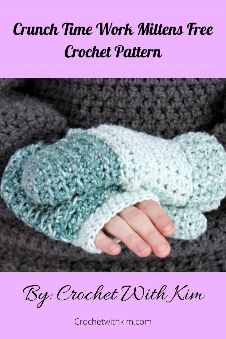 the crochet mittens are made with yarn