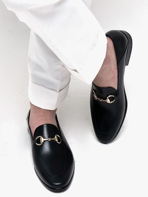 Editor's NotesThese loafers features cowhide upper, chic and classic design and horsebit. It can be styled in various ways for formal look.- Matte Cowhide- Rubber sole to prevent slip- Slim toe shape- Handmade shoe processingMeasurements(in.)- Size: KR230mm(US 5) - KR290mm(US 11)- Heel Height: 0.98 in. / 1.18 in. / 1.37 in.- Weight: 364g- Fits true to the sizeComposition & Care- Cowhide - Please check the care labelDesignerby ALL CLASSIC Horsebit Detail Slip-on Loafers For Work, Slip-on Loafers With Horsebit Detail For Galas, Office Slip-on Loafers With Horsebit Detail, Business Casual Horsebit Loafers With Round Toe, Business Casual Loafers With Horsebit Detail, Leather Loafers With Horsebit Detail For Galas, Luxury Horsebit Loafers For Office, Business Loafers With Horsebit Detail And Round Toe, Office Loafers With Horsebit Detail And Round Toe