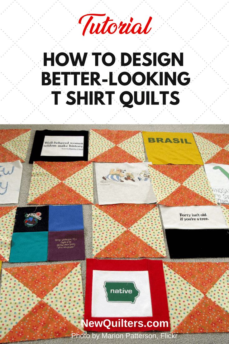 a quilt with the words how to design better looking t - shirt quilts on it