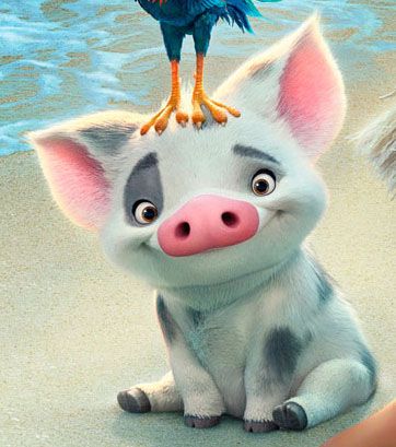 a cartoon pig sitting on top of a blue bird