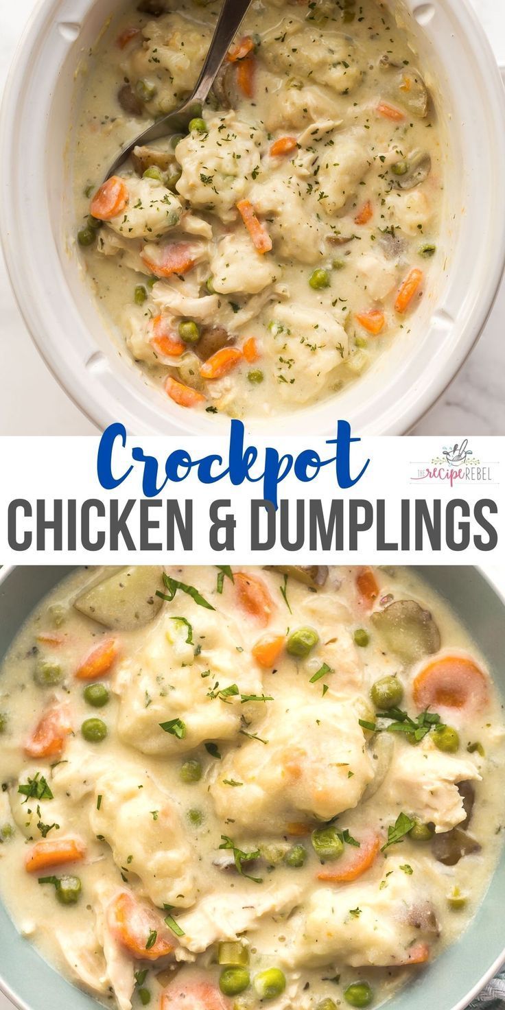 chicken and dumpling soup in a white bowl