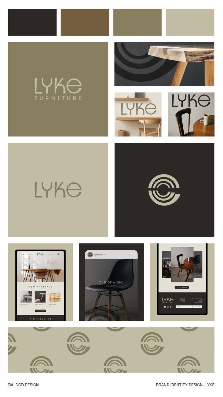 Branding & Web Design for LYKE - brand board design Wood Graphic Design Branding, Logos For Interior Designers Branding, Wood Branding Design, Woodwork Branding, Wood Company Logo, Furniture Design Logo, Wood Graphic Design, Furniture Company Logo, Furniture Brand Identity