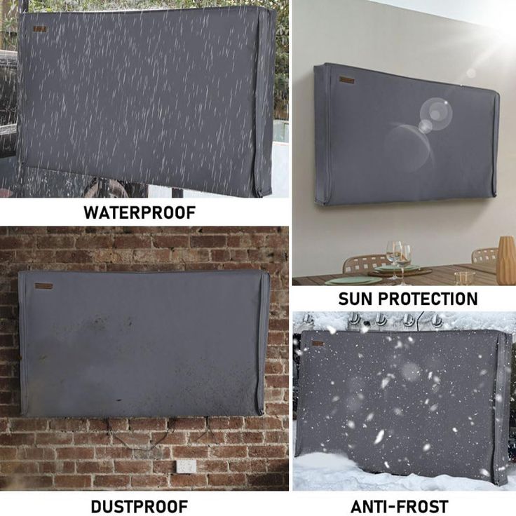 three pictures showing the different types of weather and climate conditions in an outdoor area with brick walls, waterproof, sun protection, dust proof, and anti - frost