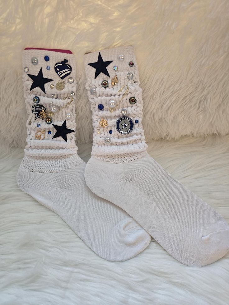 Junk Socks, Slouch Socks, Unique Socks, Dallas Cowboys Fans, Diy Socks, Football Socks, Girls Socks, Leg Warmers, Diy Fashion