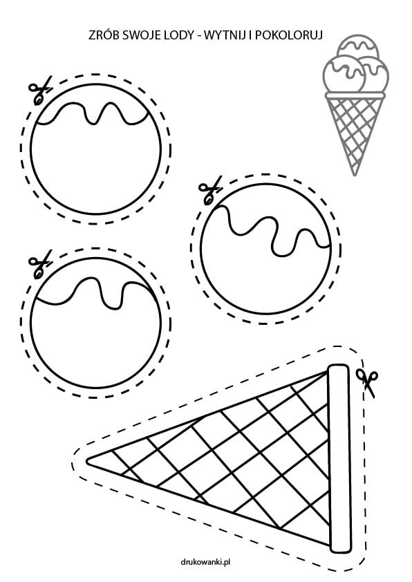 an ice cream cone is cut out and ready to be used as a coloring page