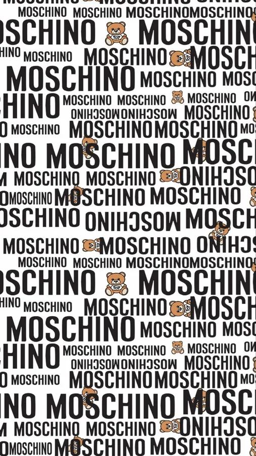 the word moschino is made up of many different letters and numbers, all in black