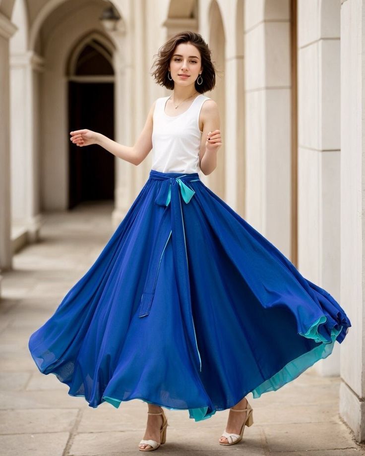 This skirt is a skirt we can go to wear in the spring and summer, the design of the skirt is very unique, dark and light blue can be worn positive and negative, dark blue is more enthusiastic, light blue is more gentle, are very suitable for summer! DETAILS * Chiffon Skirt * Chiffon Lining * No Pockets * with chiffon belt * High waistband * Reversible skirt * Around Waist Elastic Closure * Ankle Length Skirt * Wearable on both sides * Perfect for spring, summer and autumn * Machine Washable in Warm/Cold Water; Do not bleach / Mid-iron / Hang Dry * Great for Daily Wear/Wedding/Bridesmaid Dresses/Vacation/Date Night/Graduation Ceremony/Party etc CUSTOM MADE SERVICE If you * Change other color * Can't find your size in our size Chart * Change the Style * Change the length * Your Height is not Plus Size Skirt, Reversible Skirt, Chiffon Maxi Skirt, Ankle Length Skirt, Full Circle Skirt, Elastic Waist Skirt, Womens Maxi Skirts, Full Circle Skirts, Chiffon Maxi