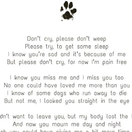 a poem written in black ink with an image of a dog's paw on it