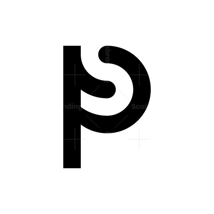 a black and white logo with the letter p