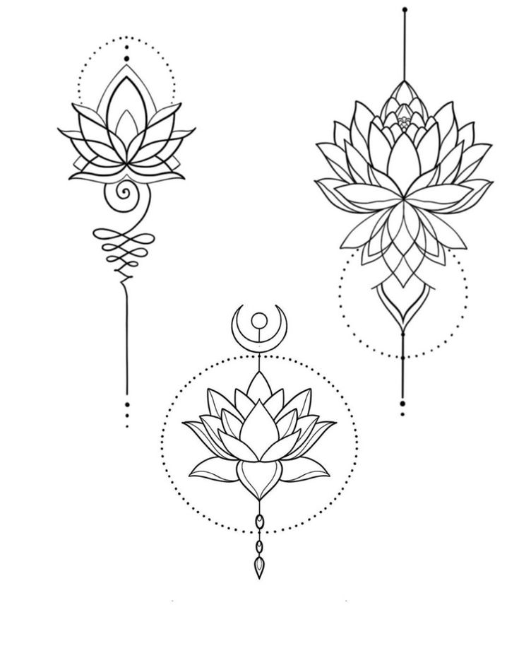 three different types of lotus tattoos